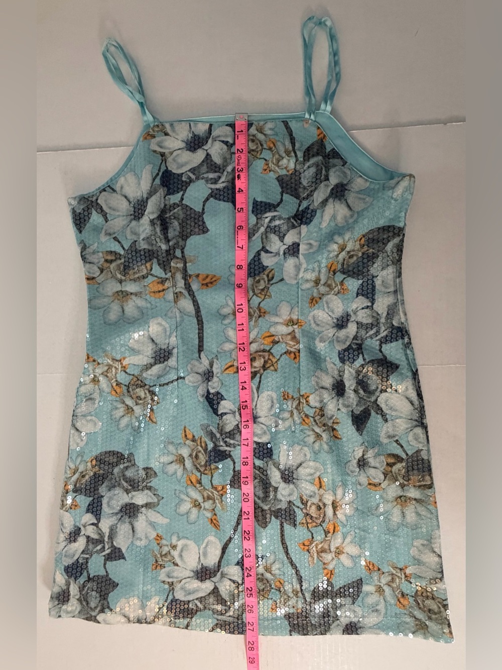 Sold Out Coquette Venus Spaghetti Strap Shift Floral Sequin Mini Dress Size M - Picture 5 of 8